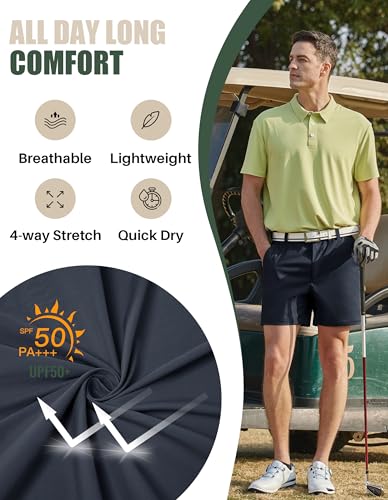 Image of PULI Golf Shorts Men 5 Inch Inseam Stretch Casual Dress Shorts with Pockets Waterproof Lightweight Quick Dry