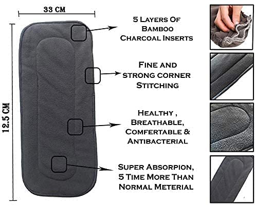 Image of Babymoon Washable & Reusable Cloth Diaper Pocket with Grey Insert Pack of 2