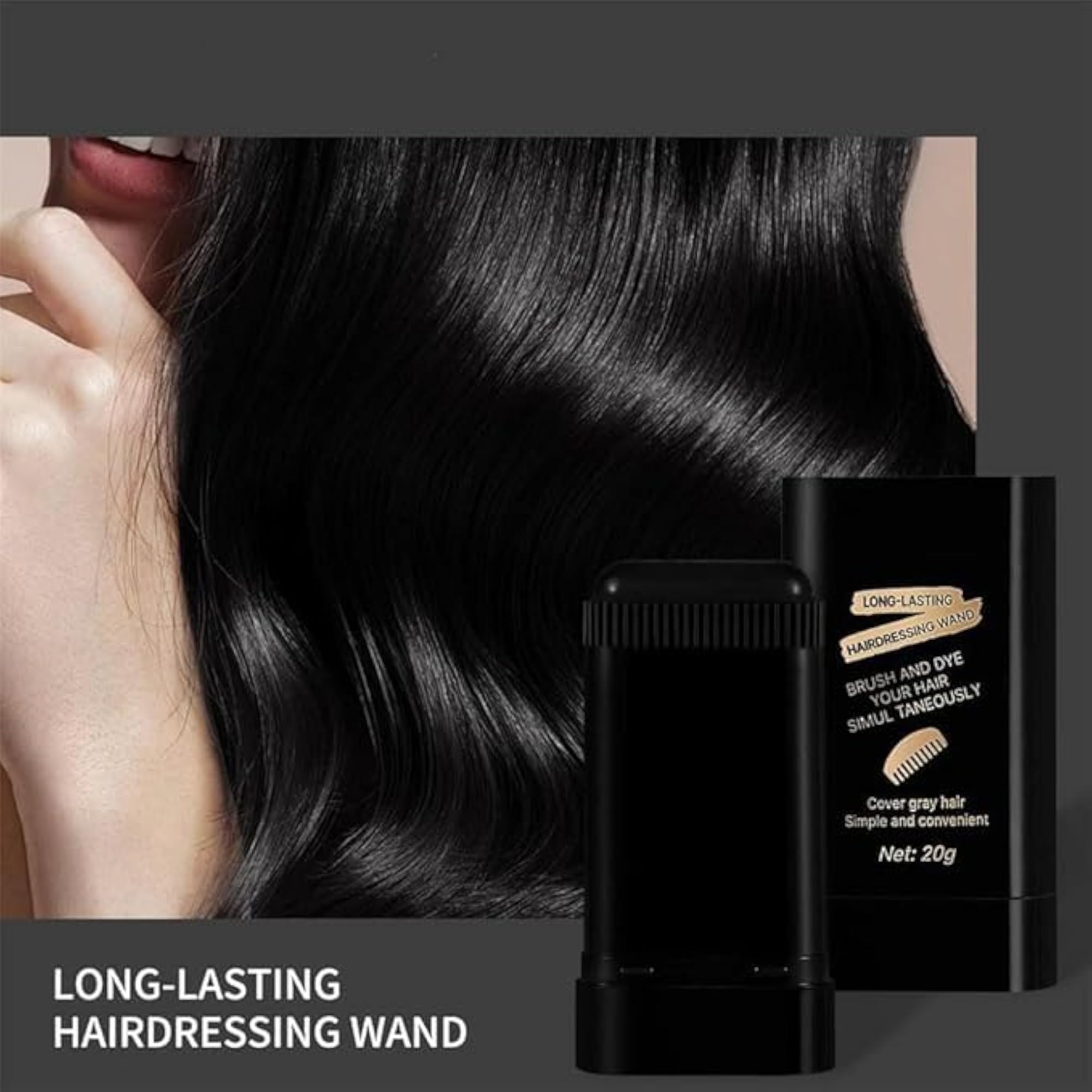 Instant Hair Color Stick with Built-In Comb, Natural Black