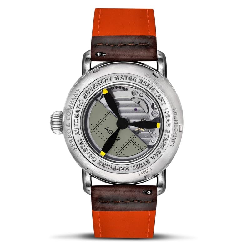 Ferro & Co. AGL 2 Automatik Stahl Leder Schwarz Datum 24H Fliegeruhr Herren