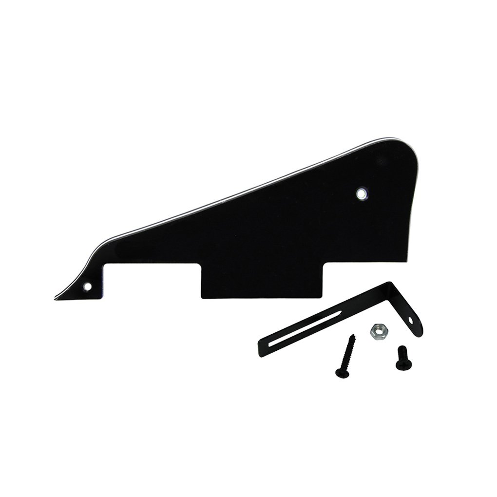 FLEOR LP Pickguard with Chrome Bracket for GB LP Style Guitar Replacement Black 3ply