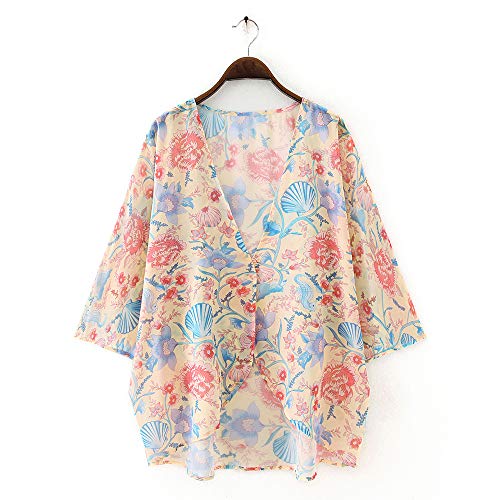 Image of CASURESS Women's Cardigan-Sheer Kimono Loose Summer Floral Print Cover Ups