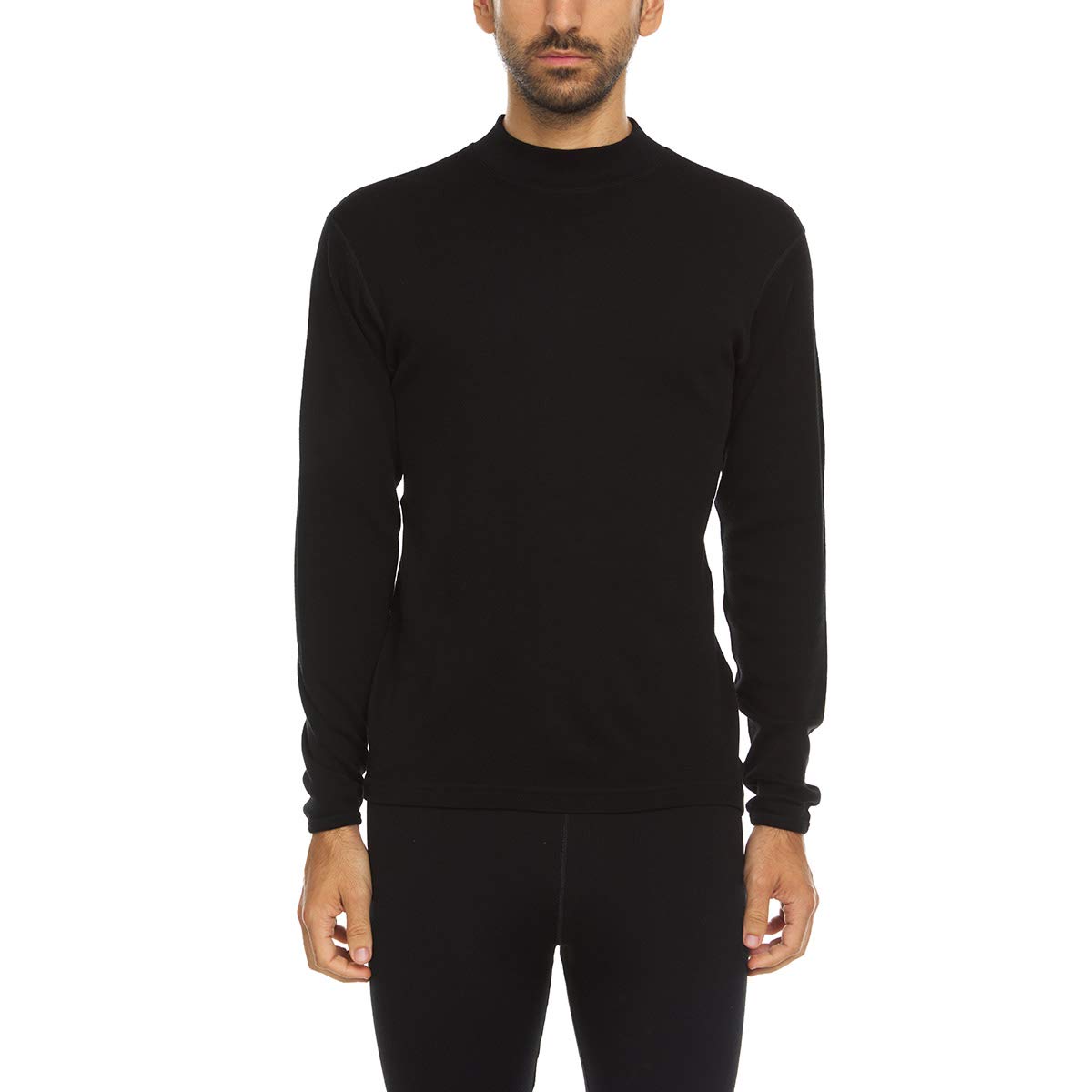 100% Merino Wool Men's Midweight Mock Neck - Base Layer Top - Warm Under Shirt