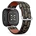 CJBROES Replacement Leather Watch Band, Compatible with Fitbit Versa 3 and Fitbit Sense of Wristband Bracelet Accessory - Gold Pineapples on Dark
