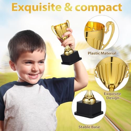 Garneck Mini Gold Trophy Cup, Competition Award with Black Base, Perfect Prize for Soccer, Classroom, Appreciation, 1 Piece — view 8