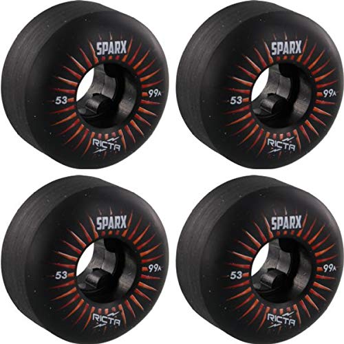 Ricta Wheels Sparx 2020 Black Skateboard Wheels - 53mm 99a (Set of 4)