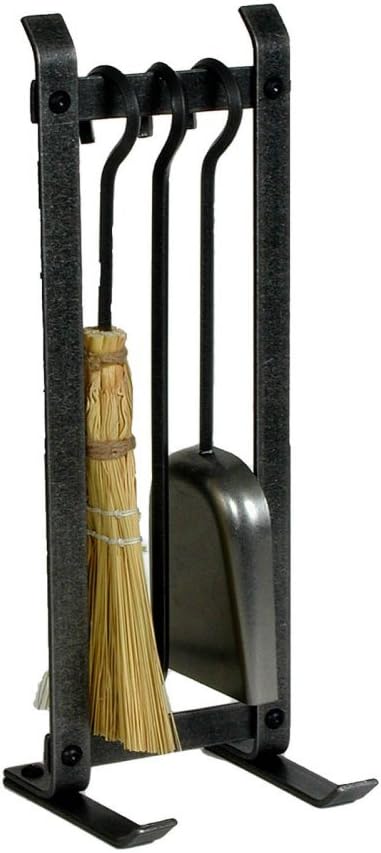 Enclume3 Piece Country Home Fireplace Tool Set with Stand, Hammered Steel