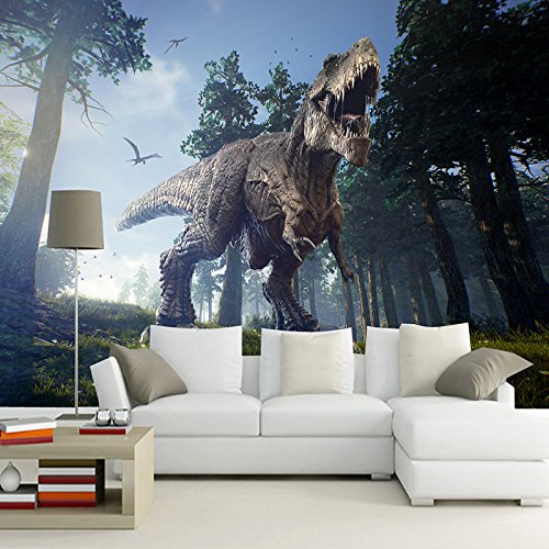 Tapeta Las Dinozaur Ściana 3D Tapety Fototapety Fototapety 3D Niestandardowy Gigantyczny Plakat Ścienny 3D Do Salonu lub Sypialni 250 cm × 175 cm (szer. x wys.)