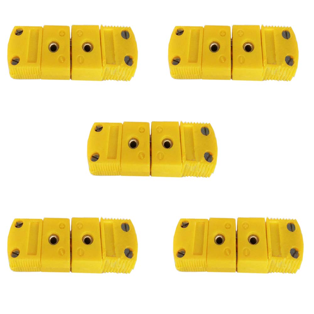 JJDD Carkio Male to Female K Type Thermocouple Connector,5 PCS Male Plug Adapter+5 PCS Female Plug Adapter,Quick Plug Connector Mini Plug Temperature Sensors,Yellow