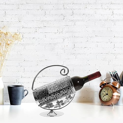 Soporte metálico para botella de vino color plata miniatura 7