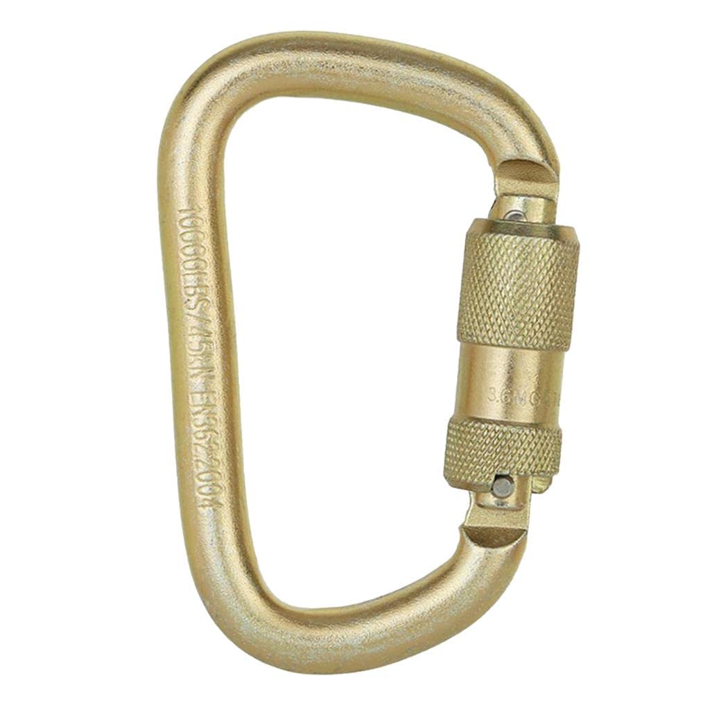 45KN Karabinerhaken Stahl D-Ring Schraubverschluss Klettern Gold