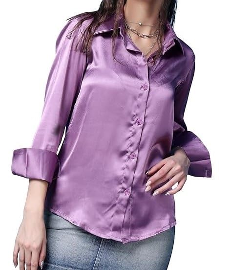 Image of Bowrain Women's Full Sleeves Satin Shirt