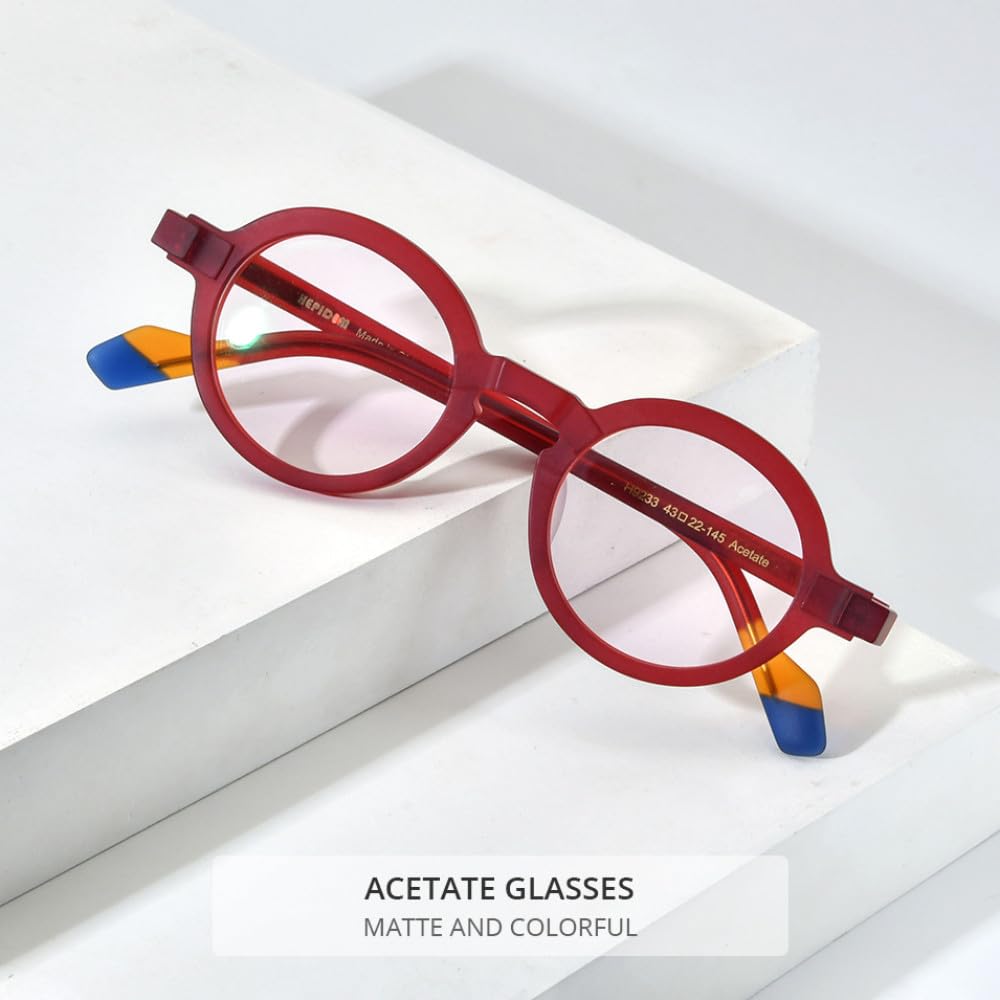 MUTYNE Occhiali da vista in acetato multicolore Montatura da uomo Occhiali da vista rotondi retrò opachi Occhiali da vista da donna