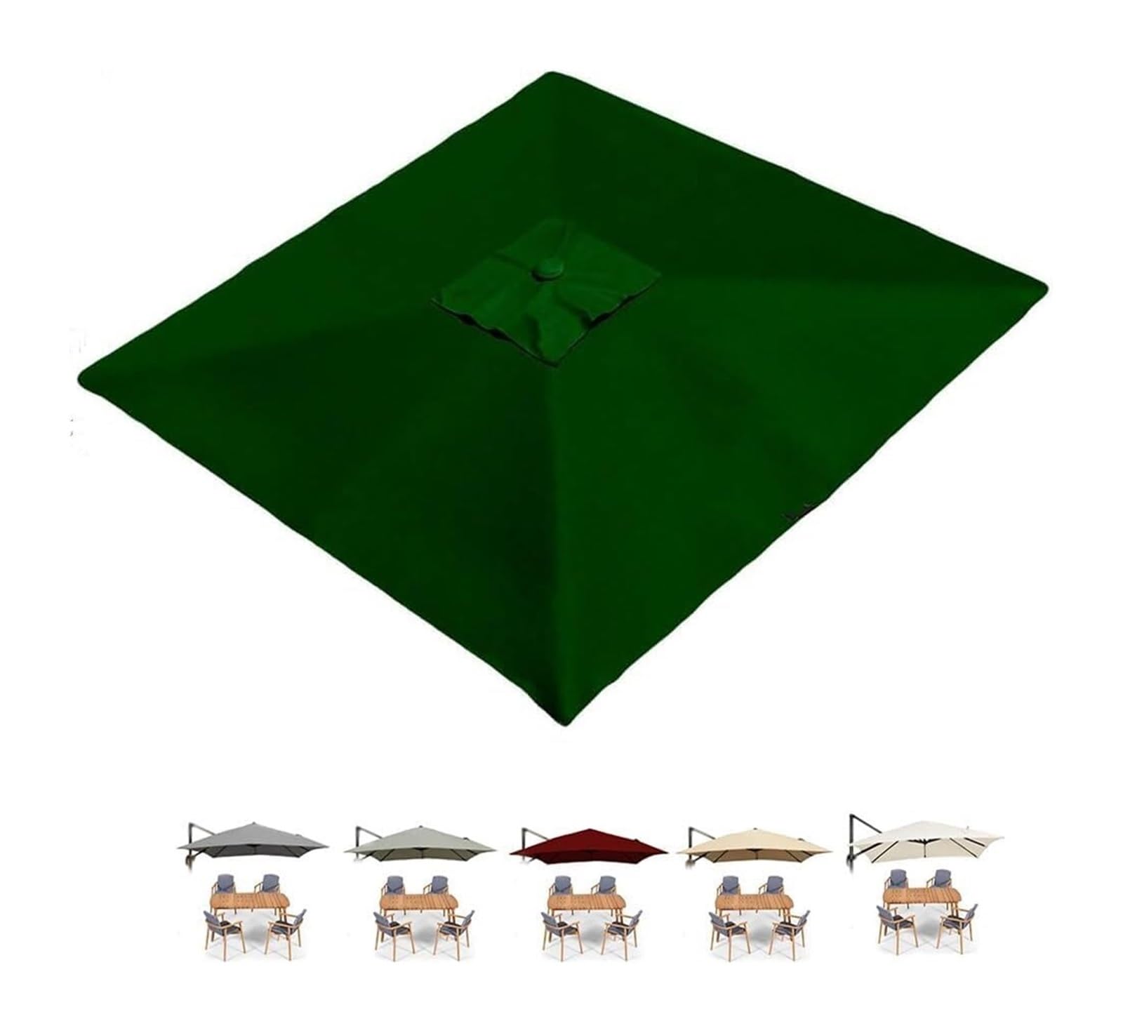 Fjqfhh Green Garden Parasol, Replacement Canopy For Square Patio Umbrella(,2.5X2.5m/8.2X8.2ft)
