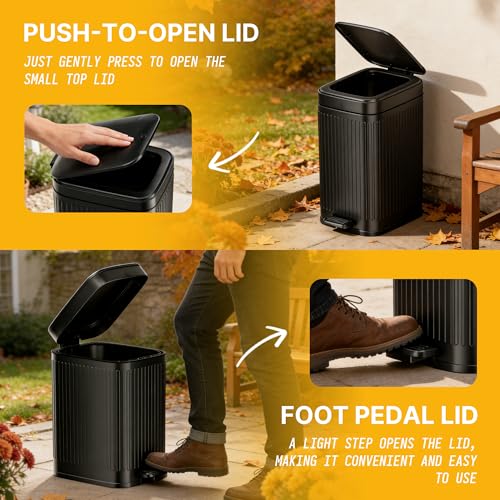 Image of Dog Poop Trash Can Outside 2.7Gal Dog Waste Trash Can with Lid Odor Control | Outdoor Trash Can with Lid Foot Pedal, Outdoor Dog Poop Trash Can with 20 Bags,Pet Waste Trash Can with Lid Soft Close, Black