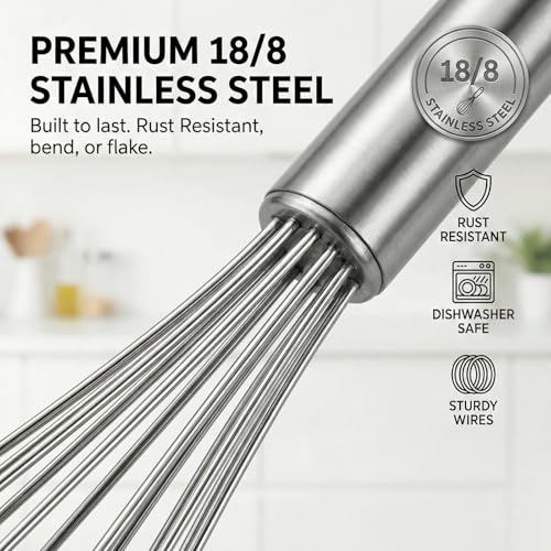 Image of 11-Inch Slim French Whisk, Small Whisk, 18 /8 Stainless Steel, Long Handle