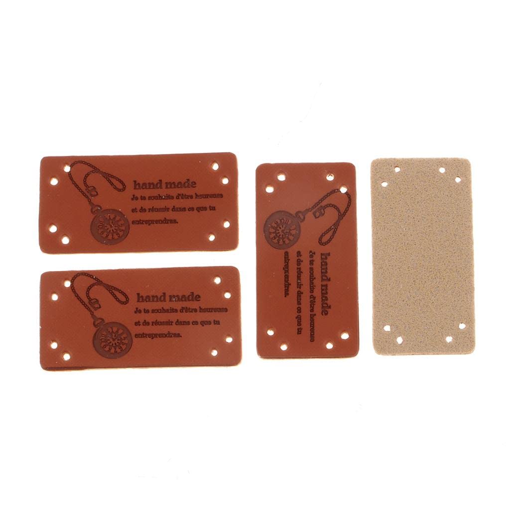 20pcs Retro Synthetic PU Leather Tag DIY Handmade Sew Label Patches Brown 1-picture-19