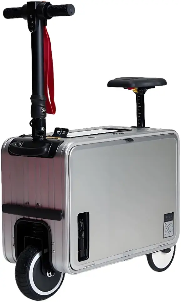 Espeksvika Mala Elétrica Inteligente Para Scooter De 30L, 20" Viagens, Com Assento E Luz Led, Bateria Longa Duração Leve (Prata)