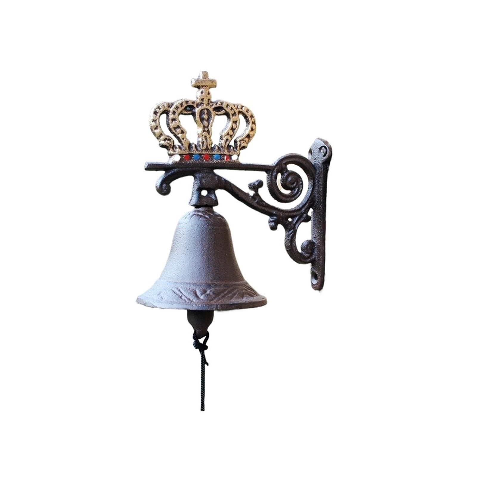 Ruwlfe One Color Vintage Crown Cast Iron Hand Cranking Bell For Home, Door, Bar