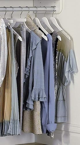 Miniatura 4 de The Great American Hanger Company Percha de pantalones de madera blanca con clips de cojín ajustables, caja de 50 perchas de madera plana con gancho