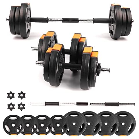 Phoenix Fitness Dumbbells Weight Set - Adjustable 2-in-1 Dumbbell and Barbell Set for Exercise, Muscle and Strength Training - Weight: up to 15kg Cover