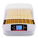 Brutmaschine Vollautomatisch Inkubator 56 Eier Brutautomat/Brutapparat Intelligent Geflügel Incubator Egg Brutkasten Motorbrüter Brutgerät mit LED Anzeige Temperatur und Feuchtigkeitsregulierung
