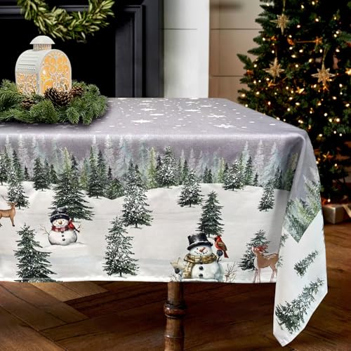 Zmorfiya Weihnachten Tischdecke 140x200cm, Grau Abwaschbar Tischdecke,...