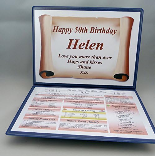 PERSONALISED - 50TH BIRTHDAY GIFT - THE DAY YOU WERE BORN - KEEPSAKE