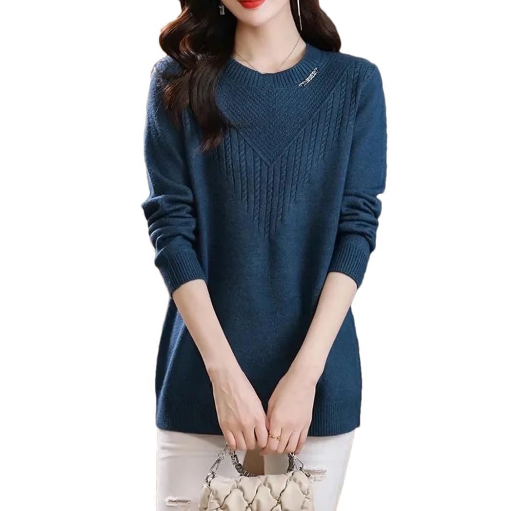 Camicia da donna a maniche lunghe con colletto rotondo allentato slim top