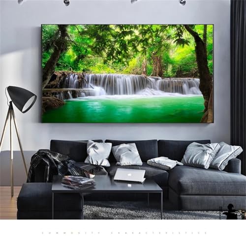 Toile cascade impression HD décor de salon nature sauvage sans cadre 50x71 cm