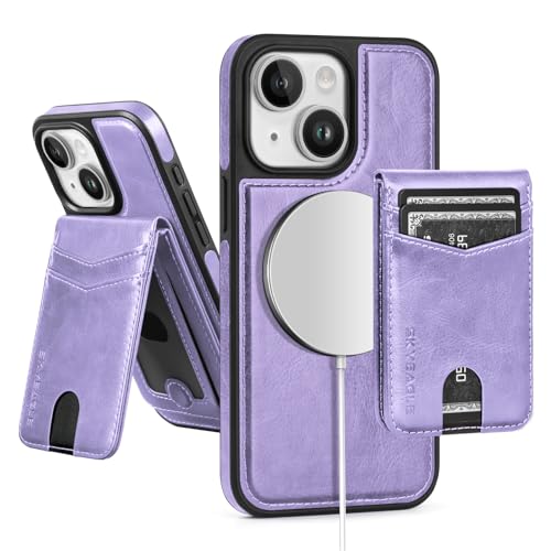 Coque MagSafe Apple 15 Plus avec blocage RFID et étui amovible violet