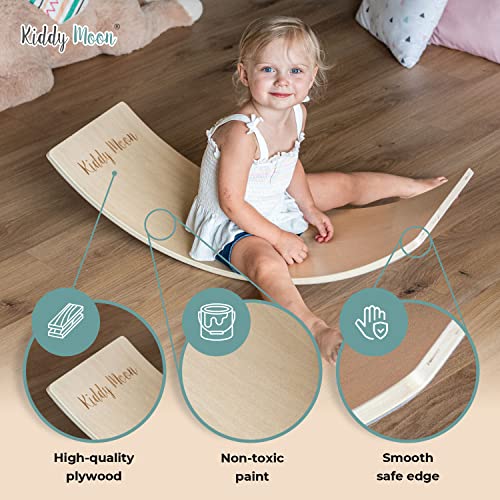 KiddyMoon Wooden Balance Board For Children Wooden Swing Board Montessori Toy For Kids Balancing Board For Babies 80X30cm - Image 5