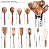 Kitchen Utenails Set with Holder,Kitchen Wooden Utensils for Cooking, Wood Utensil Natural Teak Wood Spoons for Cooking,Wooden Kitchen Utensil Set With Spatula and Ladle (11) #1