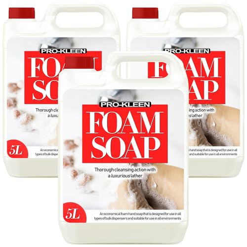Pro-Kleen Hand Foam Soap 3 x 5L - Citrus Hand Soap Refill - Kind to Skin, Powerful Cleansing Action, Luxurious Lather - Use in All Bulk Fill Dispensers - Orange Coloured Soap