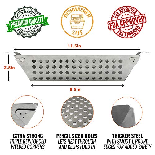 Homeflowz Heavy Duty Grill Basket – Large Vegetable Grill Basket For More Veggies - Stainless Steel Grilling Basket - Grill Baskets For Outdoor Grill -Perfect Bbq Basket For All Grills And Vegetable #TOP3
