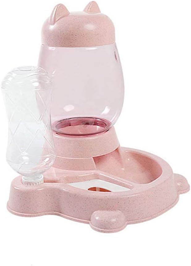 Pets Feeder and Waterer Set, Ljnuanrg Automatic Water Food Bowl for Small&Medium Cat Dog, Travel Supply Feeder and Water Dispenser for Dogs Cats Pets Animals (Pink)