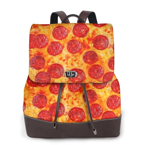 Sac à dos en cuir femme Pizza Pepperoni imprimé 3D
