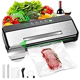 Inkbird Vakuumiergerät,Folienschweißgeräte für Sous-Vide Kochen, Versiegelungs-Countdown und Sichtfenster, 5 Wählbare Modi, Eingebauter Cutter und Rollenbeutelaufbewahrung, Vakuumbeutel enthalten
