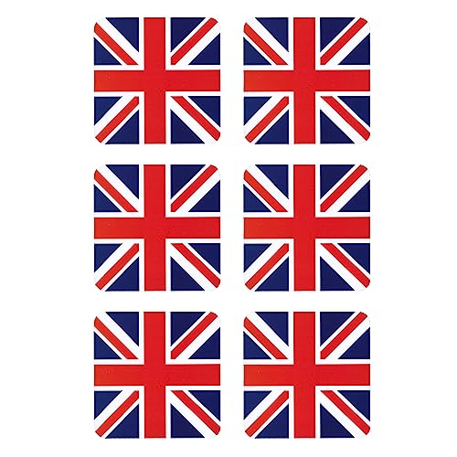 LILAJ Union Jack Flag Coasters Laminated Surface with Cork Base for Bar and Home Table Tea Party Decoration Kitchen Coffee and Bear Souvenirs Gift Set-6