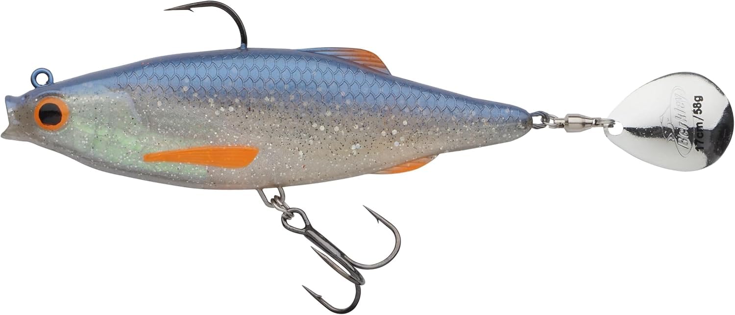 Berkley Pulse Realistic Flash Soft Bait Lure | Paddle Tail Shad for Pike, Perch, Zander & Bass | Flash Foil for Extra Attraction | Ultra-Responsive Swimbait for Freshwater Predators | 17cm, Bleak