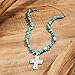 BUBGDYFO Silver Cross Pendant Turquoise Chain Choker Necklace for Women