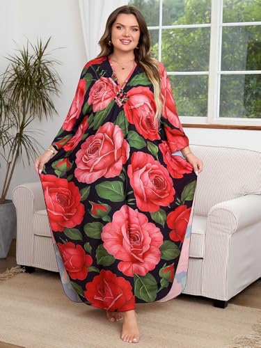 Image of Kaftan Dress for Women - Plus Size Caftan Maxi Beach Dress Moo Moos Loungewear, Swimsuit Cover Up for Beach, Pool or Vacation
