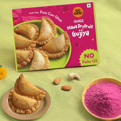 Image of GO DESi - Ghee Mawa Dry Fruit Gujiya | Made with Pure Cow Ghee | Holi Sweets | Holi Gifting | 200 grams