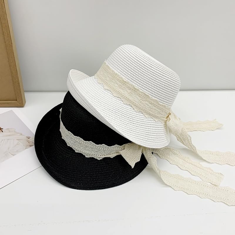Sombrero de ala Enrollable para Mujer,Plegable,de Paja,con Lazo de Encaje,Ajustable,Ligero y Transpirable,para Playa,para Caminar,Pescar y Viajar