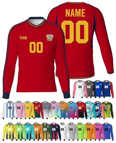 Custom Soccer Jerseys Men Personalized Long Sleeves Soccer Shirts with Team Name Number Customized Logo Sport Jersey for Kids Men Boys Youth