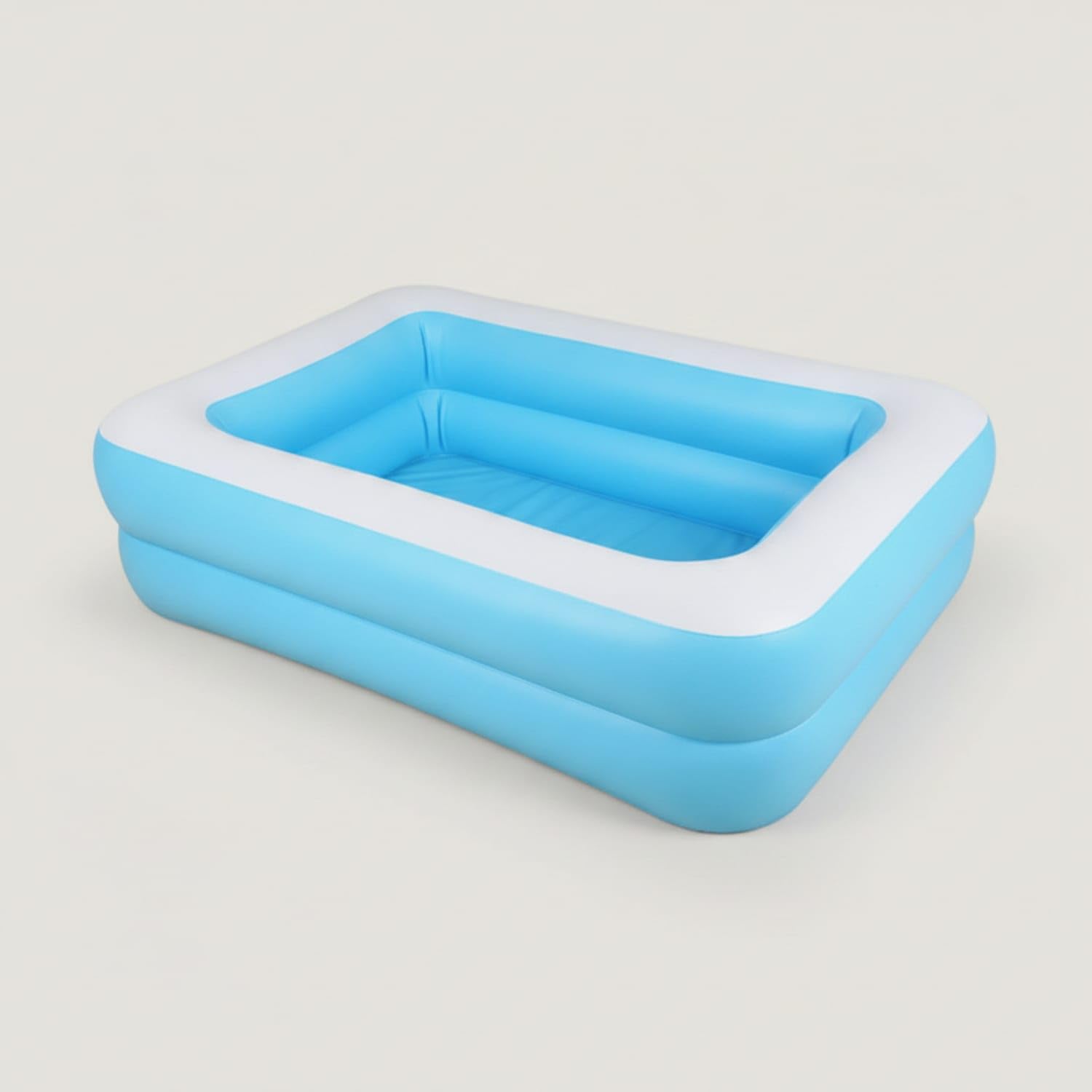 Rectangular Inflatable Pool Easy Setup Inflatable Pool with Two Rings Leak-Resistant Long-Lasting for Family, Kids, Backyard, Garden, Patio, Blue Wht 2-Ring Po C-picture-29