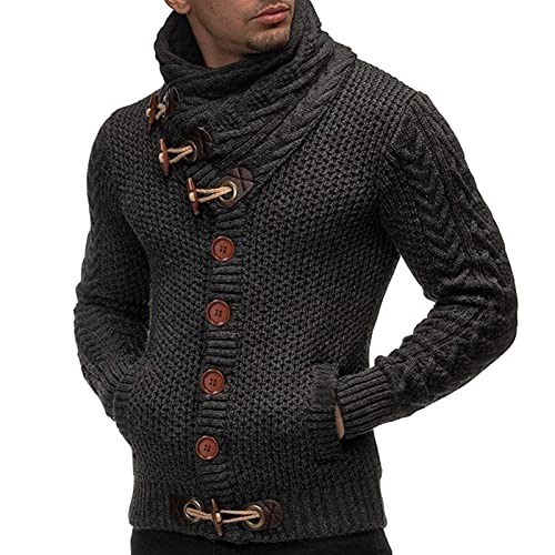 Men's Sports and Leisure Soft Knitted Men's Vintage Shawl Collar Pullover Casual Long Sleeve Knitted Sweater Soft Touch (Color : B, Size : X-Large)