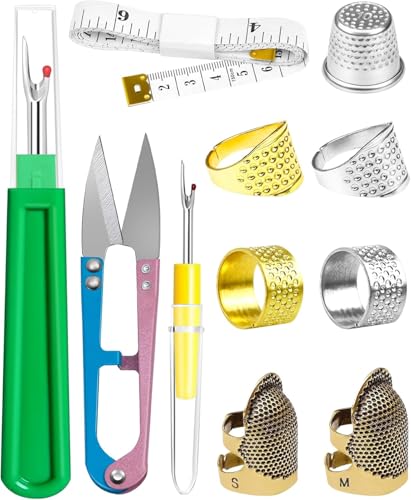 FIVEIZERO Thimble Kit– Sewing Thimbles for Hand Sewing, Metal Fin...