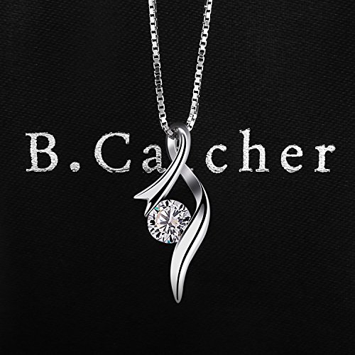 B.Catcher Necklaces 925 Sterling Silver Pendant Necklaces Cubic Zirconia Twist Heart Jewellery - Image 5
