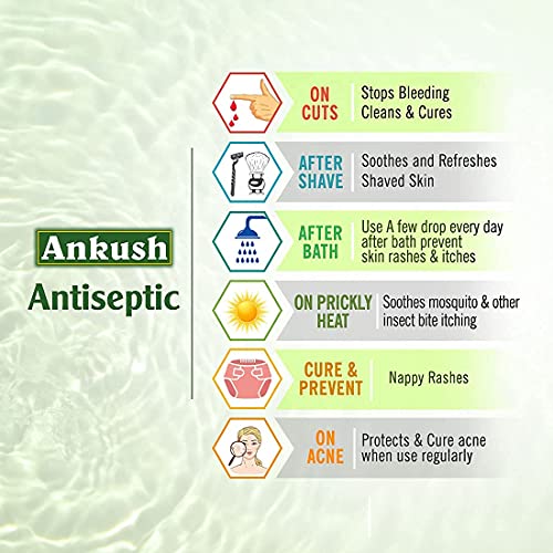 Image of KEYA SETH AROMATHERAPY, DEVICE OF DROP,Ankush Ayurvedic Antiseptic Liquid,No Burning Sensation For First Aid&Personal Hygiene,Enriched With Neem,Tulsi,Lavender&Rose Essential Oil 100Ml(Pack Of 3)